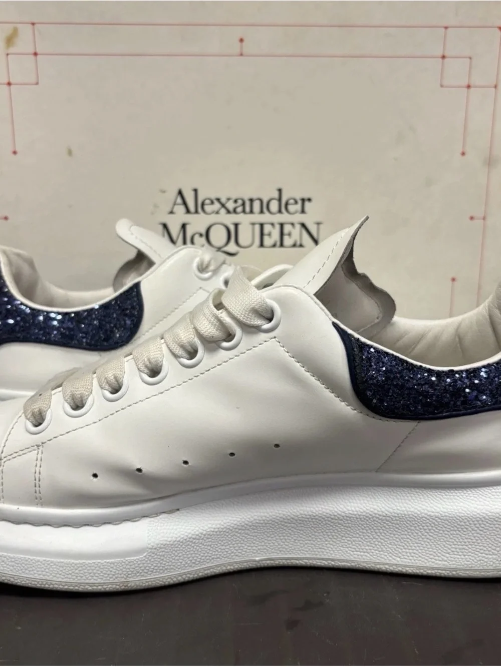 alexander mcqueen sneakers navy glitter sz 40